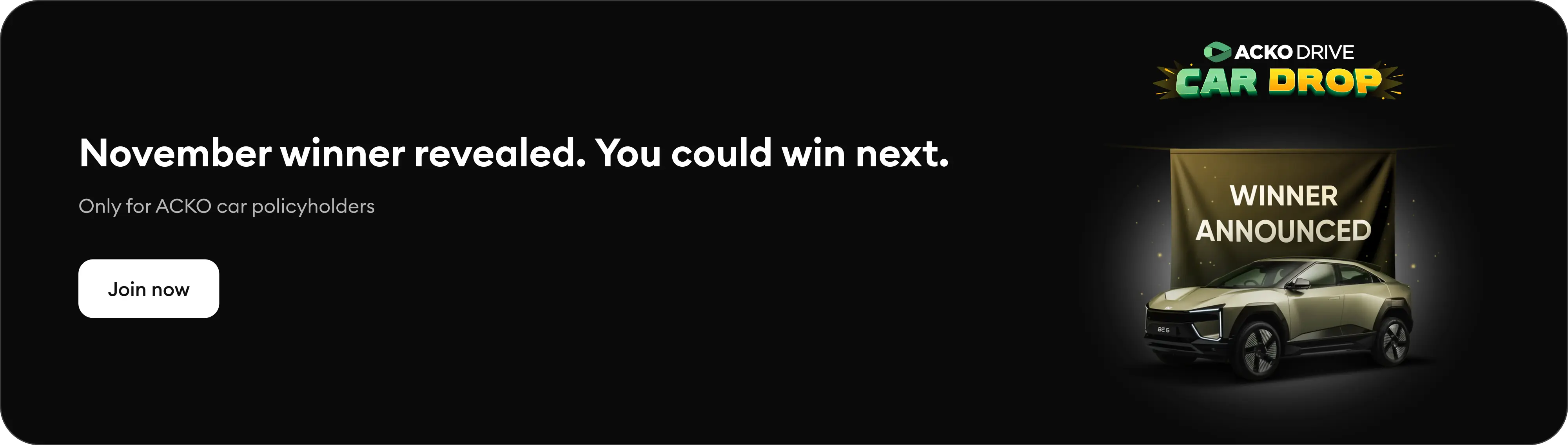 ACKO Drive Car Drop Banner non-participants