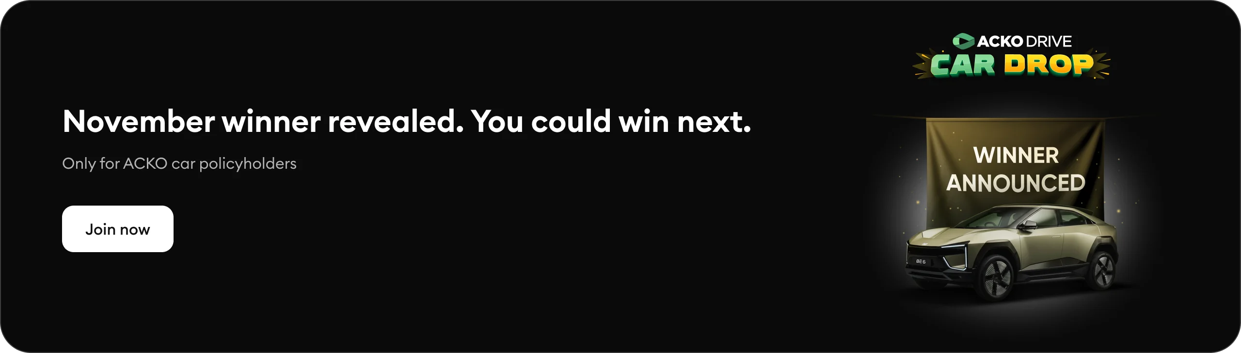 ACKO Drive Car Drop Banner non-participants