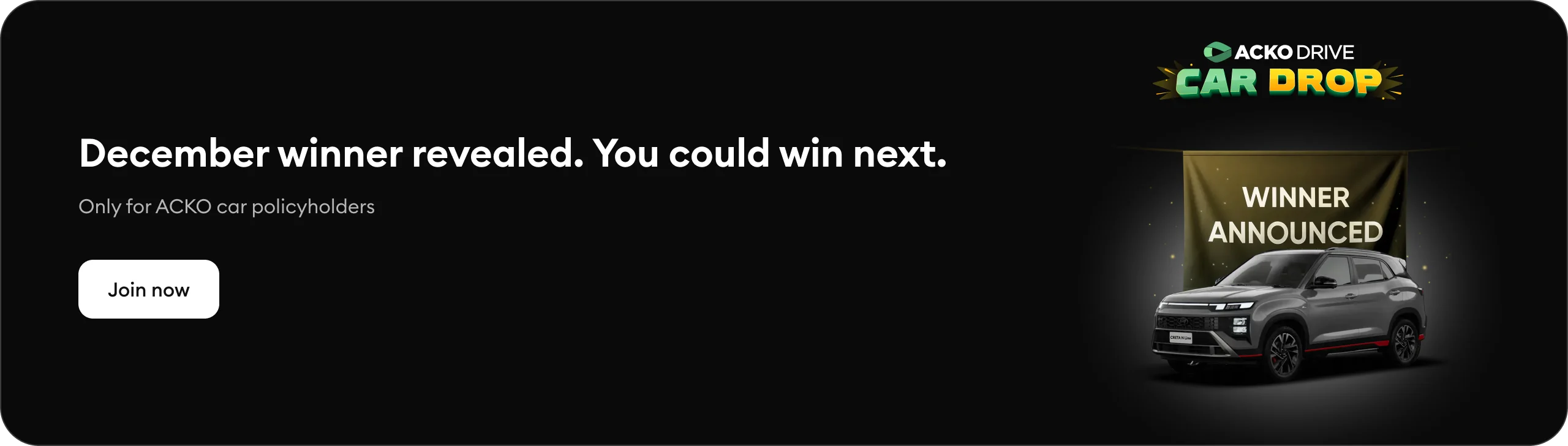 ACKO Drive Car Drop Banner non-participants